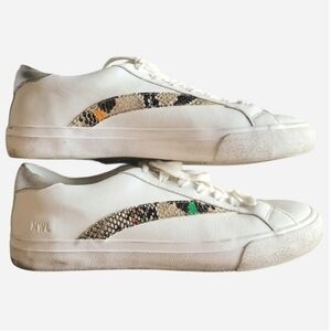 Madewell Delia Sneaker White Print Leather Low Top 8 Casual Cute Trendy